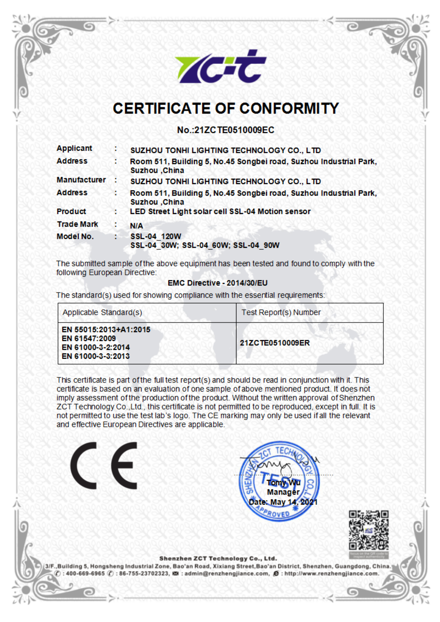 21ZCTE0510009EC 拓海-太阳能路灯-CE-EMC EN55015 61547 -_00
