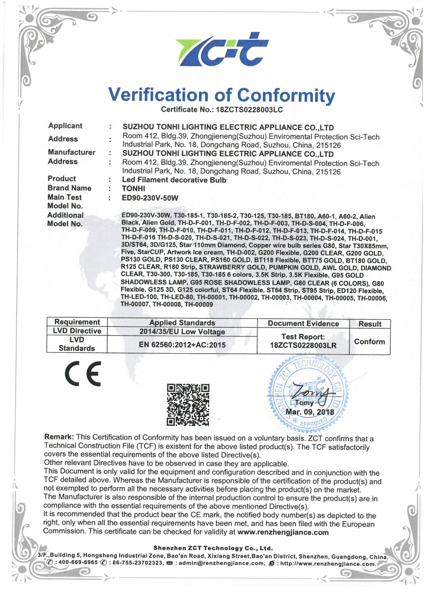 LED FILAMENT LAMP CE